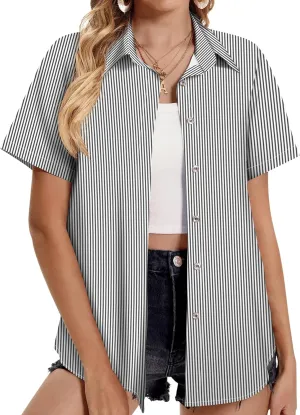 Hawaiian Shirts for Women Tropical Shirt Summer Beach Hawaii Button Down Short Sleeve Blouses Floral Tops Hawaii Outfits 2025