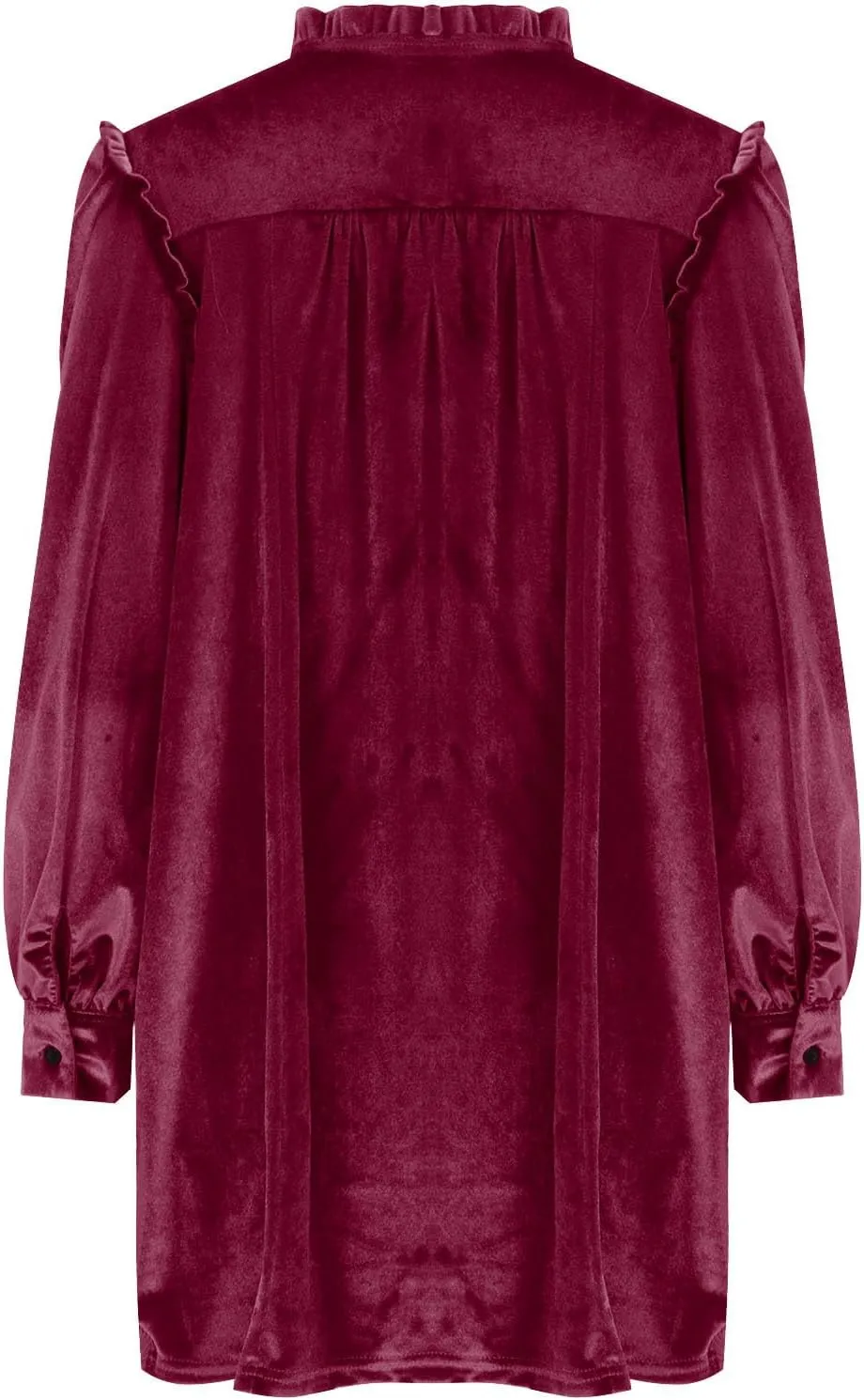 HGps8w Women's Loose Velvet Mini Dresses, Cute Ruffle Lantern Long Sleeve V Neck Evening Party Cocktail Dress