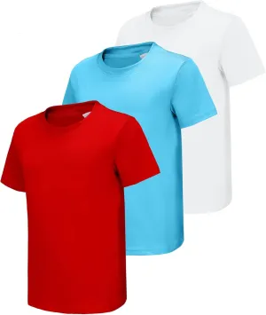 HIBETY 3 Pack Athletic Kids T-Shirts, Moisture-Wicking Dry-Fit Sports Tee, Gym Workout Short/Long Sleeve Shirts