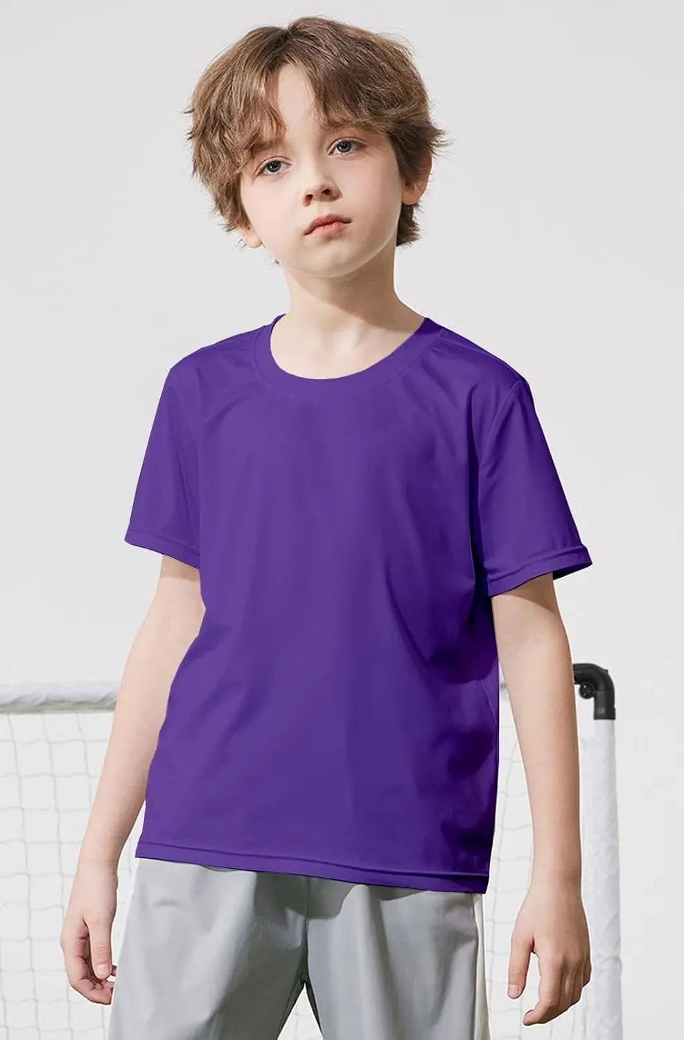 HIBETY 3 Pack Athletic Kids T-Shirts, Moisture-Wicking Dry-Fit Sports Tee, Gym Workout Short/Long Sleeve Shirts