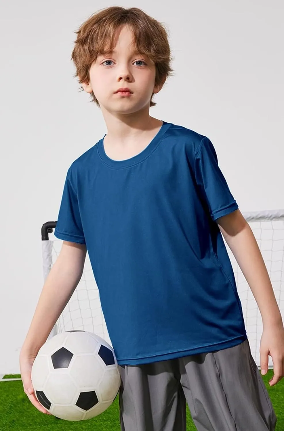 HIBETY 3 Pack Athletic Kids T-Shirts, Moisture-Wicking Dry-Fit Sports Tee, Gym Workout Short/Long Sleeve Shirts