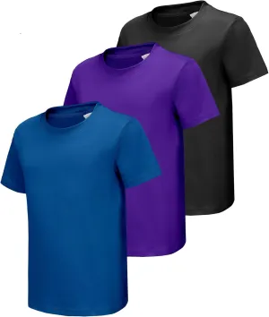 HIBETY 3 Pack Athletic Kids T-Shirts, Moisture-Wicking Dry-Fit Sports Tee, Gym Workout Short/Long Sleeve Shirts