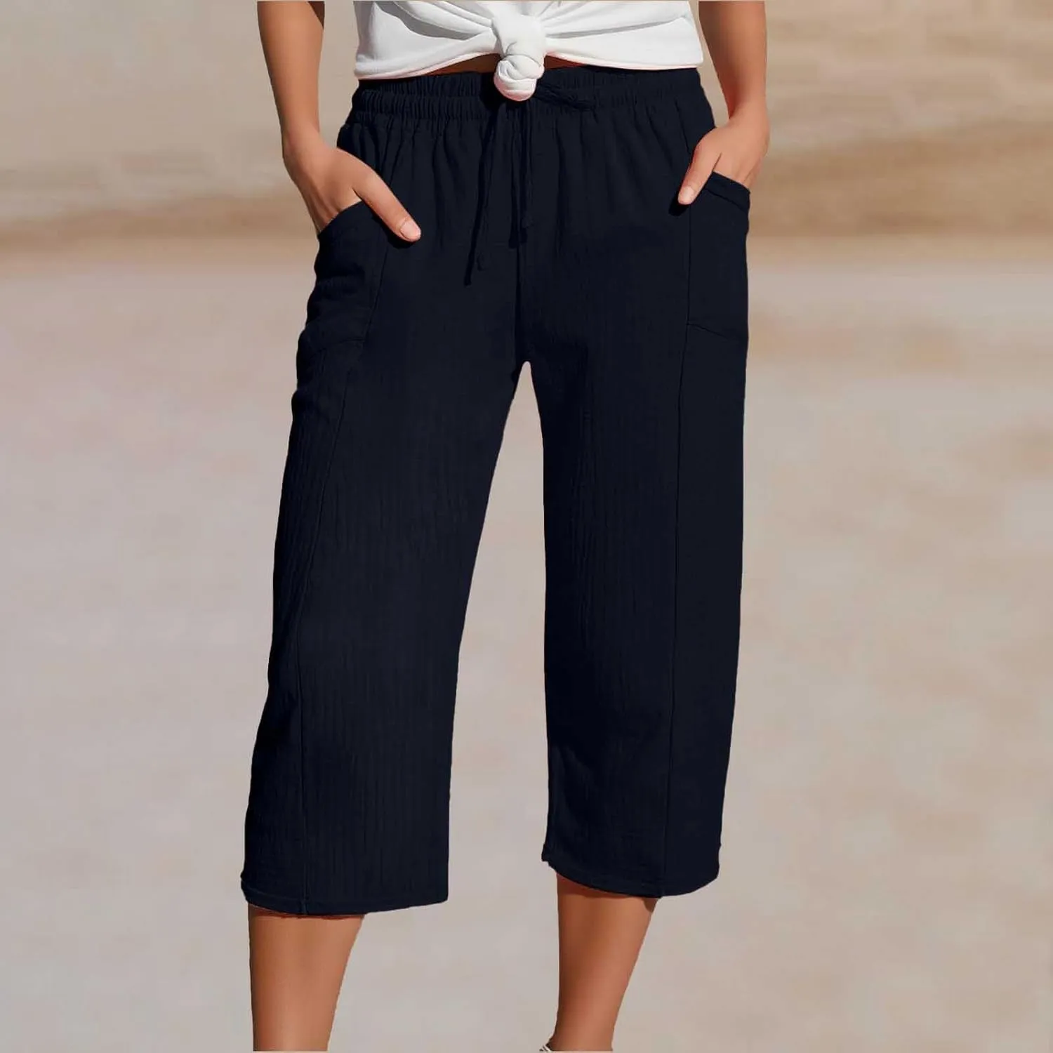 High Waisted Work Pants for Women Wide Leg Dress Pants High Waisted Self tie Belted Lounge Straight Long Trousers with