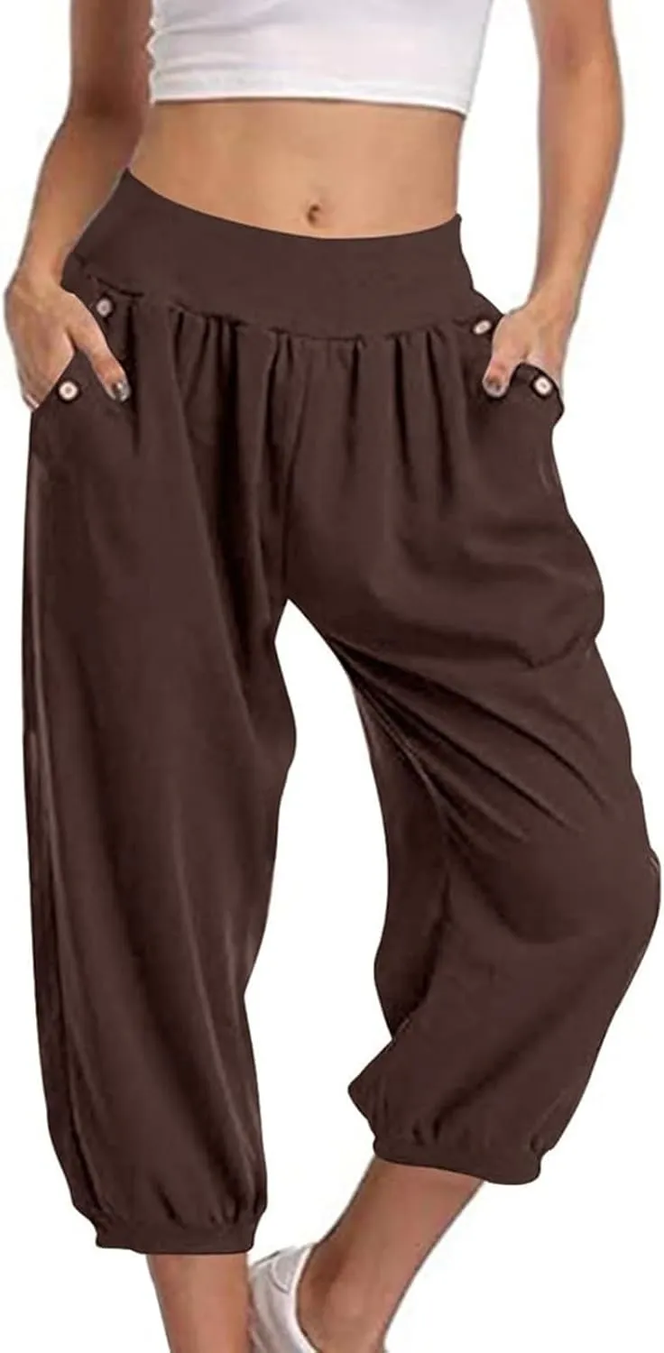 High Waisted Work Pants for Women Women High Waist Palazzo Pants Waisted Casual Baggy Stretchy Wide Leg Streetwear