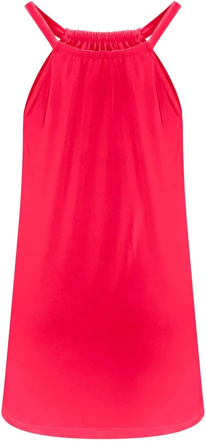 hlysgo Beach Dresses for Women Summer Loose Crew Neck Sleeveless Sundresses Solid Swimsuit Coverup Knee Length Mini Dress