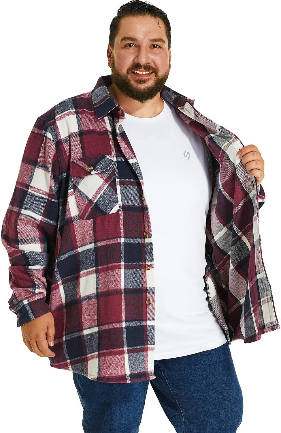 HOdo Big and Tall Mens Heavyweight Flannel Shirt 2XL- 6XL Button Down Shirt