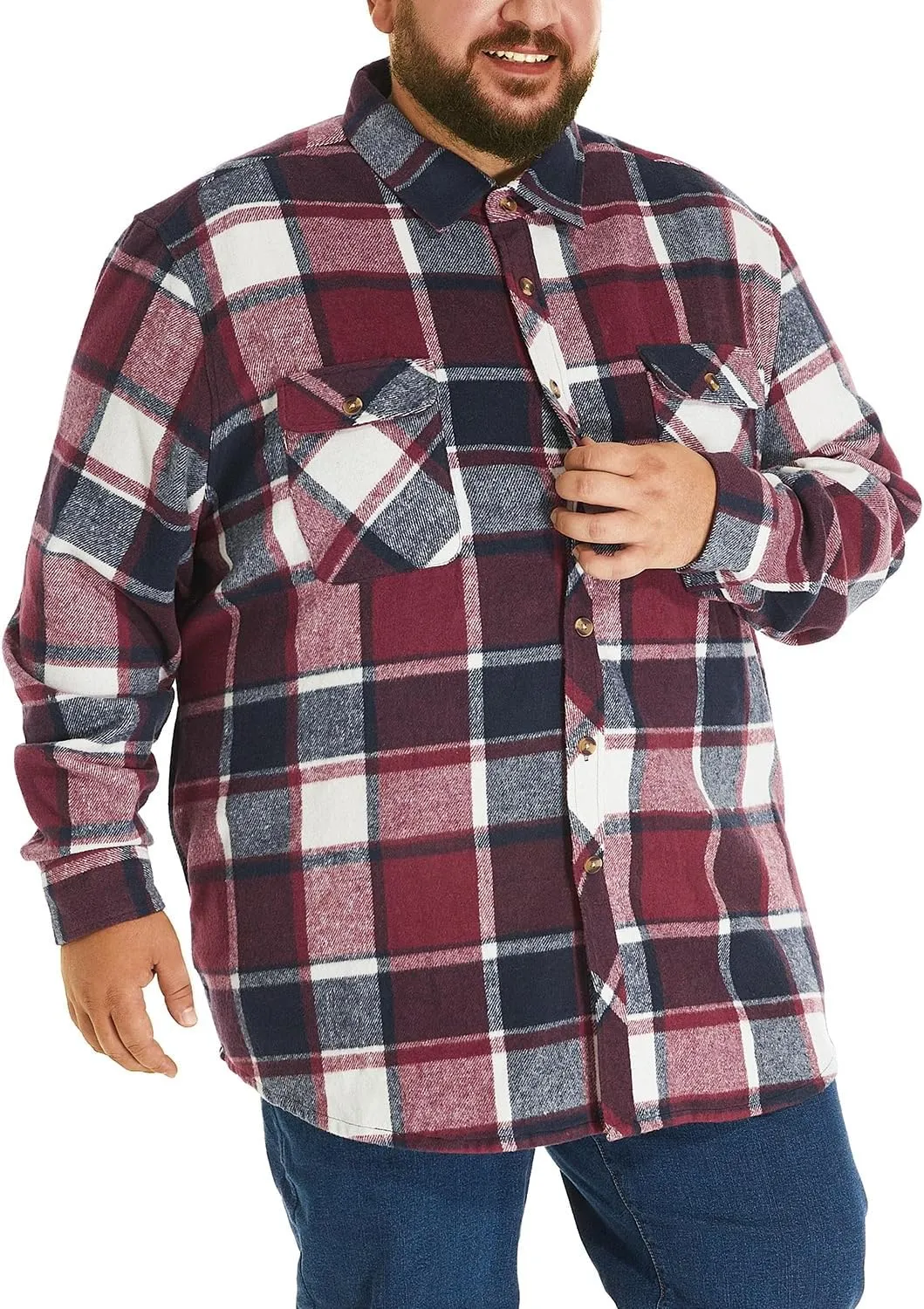 HOdo Big and Tall Mens Heavyweight Flannel Shirt 2XL- 6XL Button Down Shirt