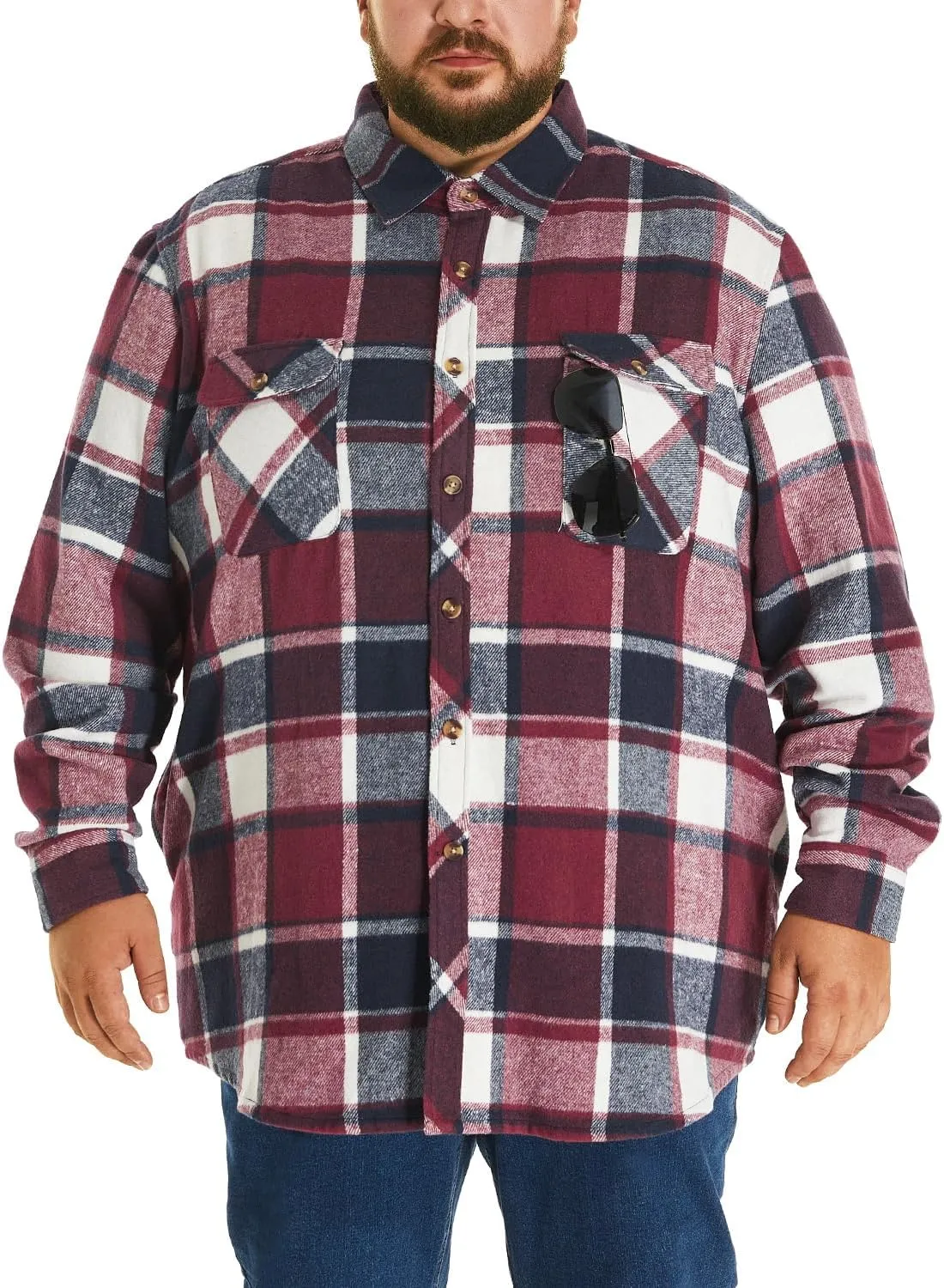 HOdo Big and Tall Mens Heavyweight Flannel Shirt 2XL- 6XL Button Down Shirt