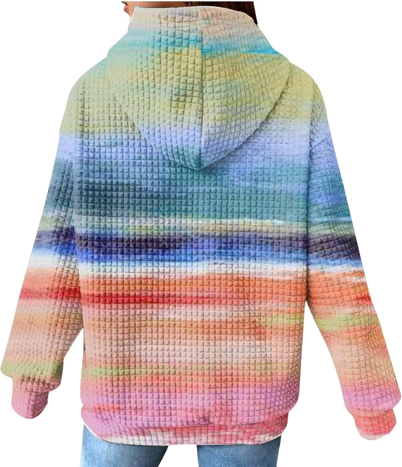 Hoodies for Women Waffle Knit Cute Hoodies Drawstring Pullover Sweatshirts Fashion Casual Sweaters Comfy Fall Clothes Outfits