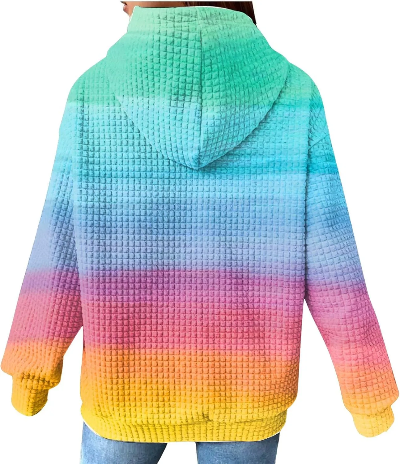 Hoodies for Women Waffle Knit Cute Hoodies Drawstring Pullover Sweatshirts Fashion Casual Sweaters Comfy Fall Clothes Outfits