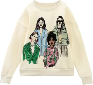 HYxwrjoker Womens Fashion Oversized Long Sleeve Crewneck Sweatshirts Graphic Fall Pullover Tops Casual Trendy