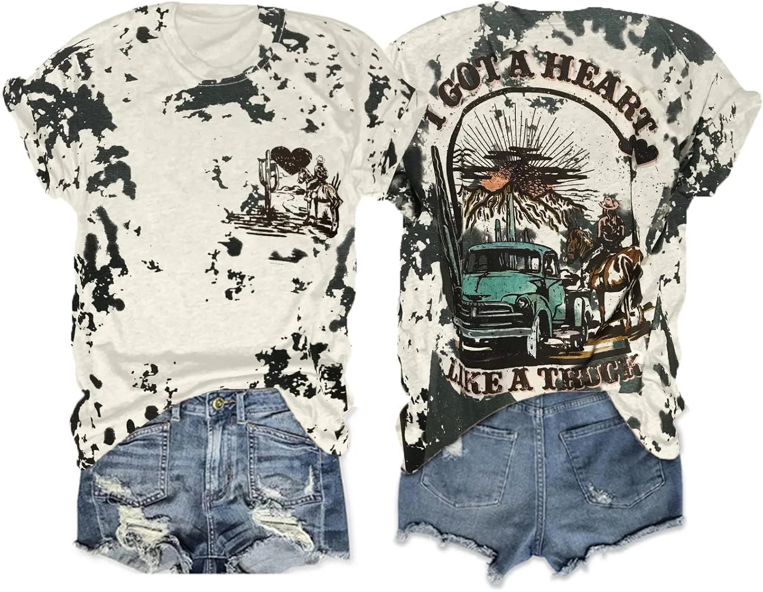 I Got A Heart Like A Truck T Shirt Women Country Music Shirts Nashville Concert Outfit Western Sunset Cowgirl Tops