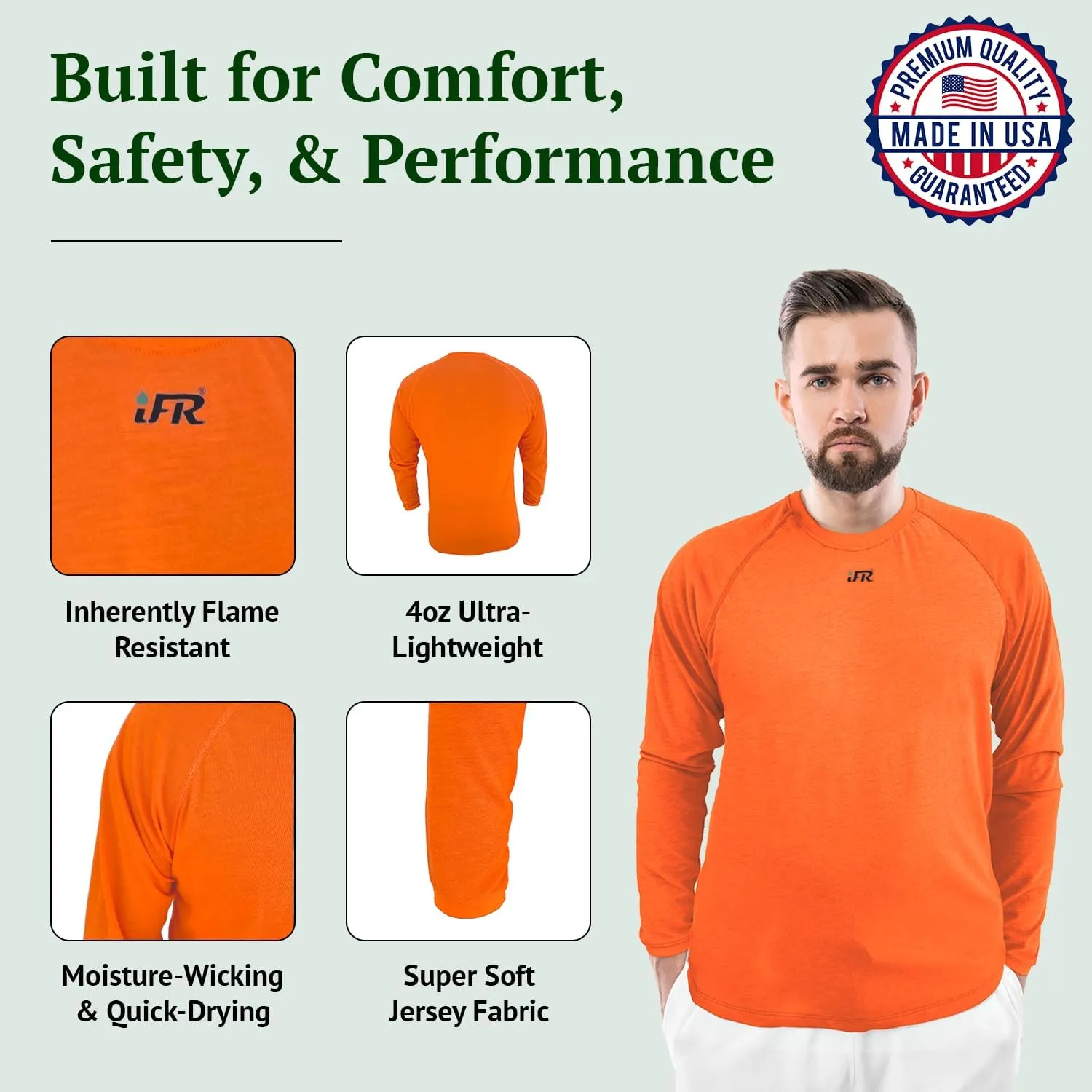 iFR Base Layer - Mens Long Sleeve Tee Shirts - Fire Resistant Shirts for Men - Fire Resistant Clothing