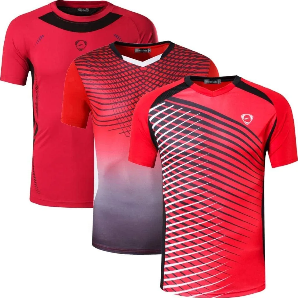 jeansian Men's 3 Packs Athletic Quick Dry Fit Short Sleeve Sport T-Shirt Tshirts Tee Shirt Tennis Golf Bowling LSL182
