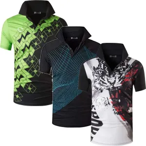 jeansian Men's 3 Packs Ourdoor Sport Quick Dry Polo T-Shirt Tee Tshirt Golf Tennis Bowling Fit LSL195