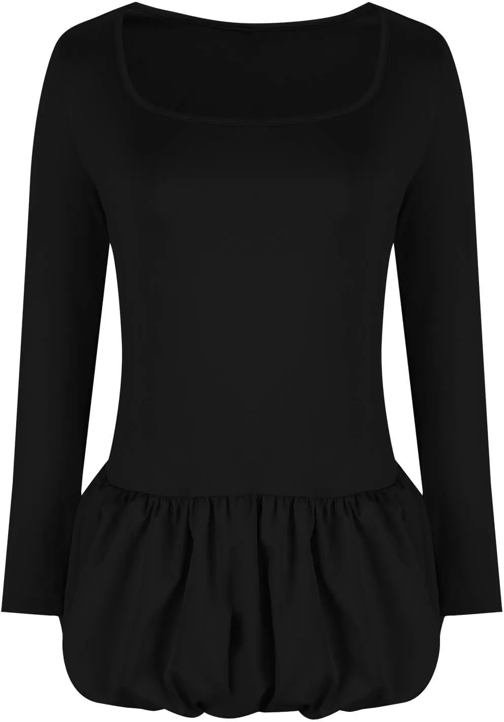 JOAU Women's Bodycon Mini Dress Square Neck Long Sleeve Bubble Dresses Y2K Cute Babydoll Pleated Ruffle Going Out Dress