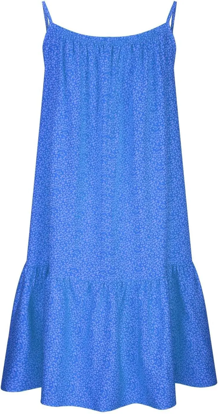 JOAU Womens Boho Printed Short Dress Summer Sleeveless Scoop Neck Spaghetti Strap Flowy Ruffle Hem Beach Casual Mini Dresses