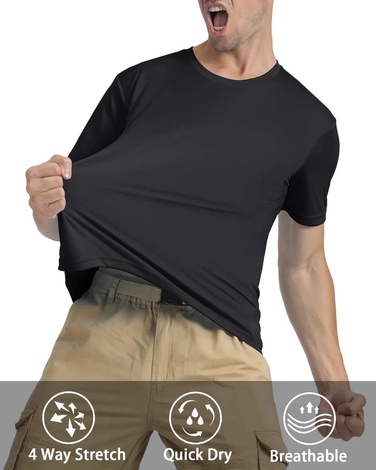 KEFITEVD Men's Short Sleeve UPF 50  Sun Protection Shirts Quick Dry Rashguard Swim Shirt SPF Workout Fishing Athletic T-Shirt