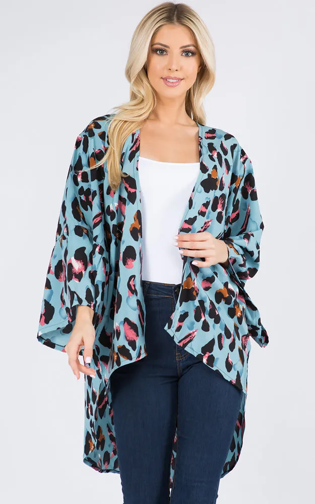 KP3102 Floral Pattern Kimono Cover-Up