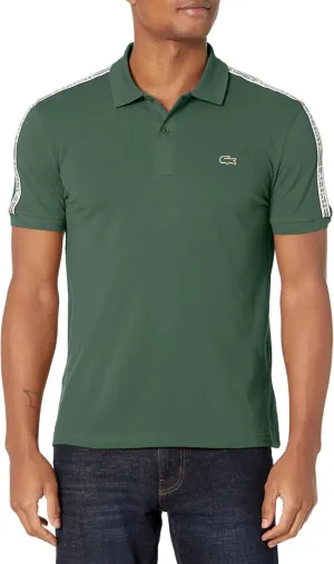 Lacoste Mens Logo Stripe Piqu Polo Shirt
