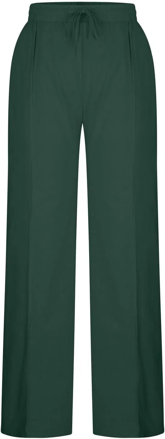Linen Pants for Women Summer Palazzo Pants Casual Cotton Linen Wide Leg Trousers Flowy Beach Pants with Pockets