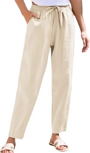 Linen Pants for Women, WomenS Peasant Pants Linen Straight Leg Casual Trendy