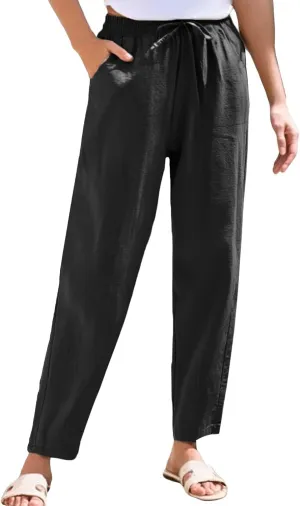 Linen Pants for Women, WomenS Peasant Pants Linen Straight Leg Casual Trendy