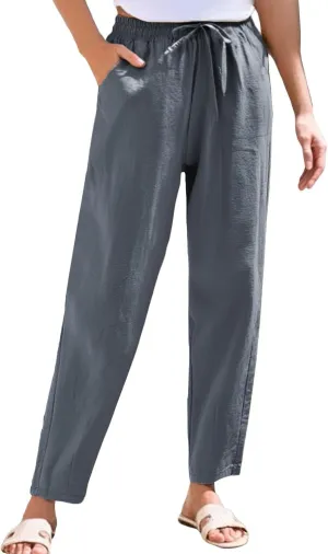 Linen Pants for Women, WomenS Peasant Pants Linen Straight Leg Casual Trendy