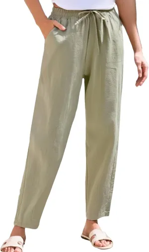 Linen Pants for Women, WomenS Peasant Pants Linen Straight Leg Casual Trendy