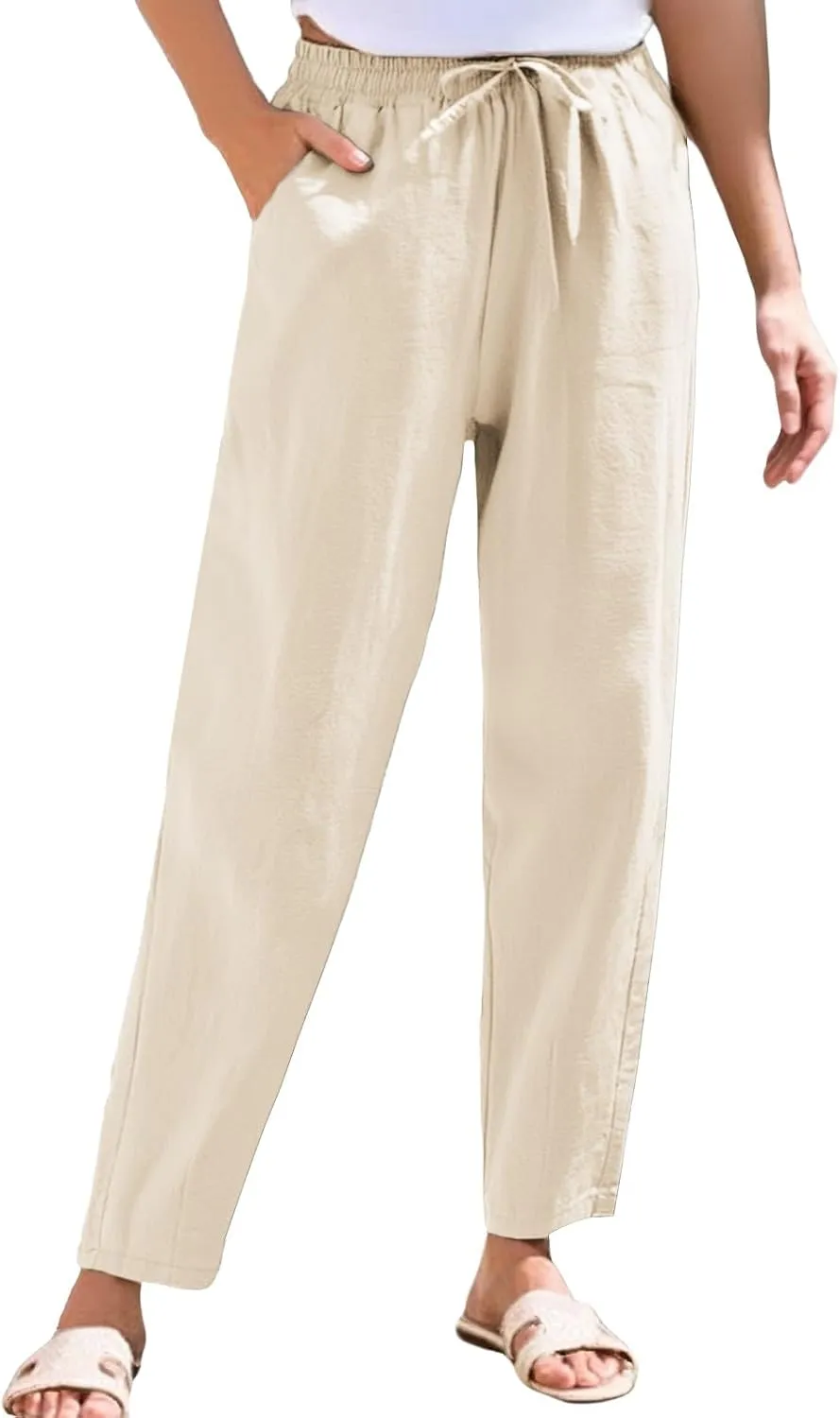 Linen Pants for Women, WomenS Peasant Pants Linen Straight Leg Casual Trendy