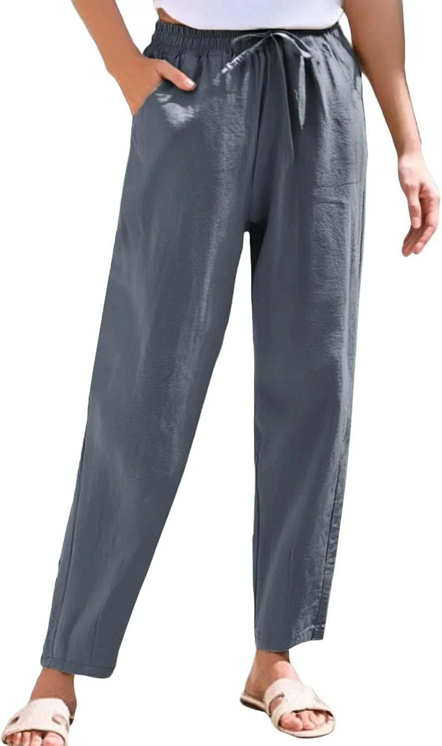 Linen Pants for Women, WomenS Peasant Pants Linen Straight Leg Casual Trendy