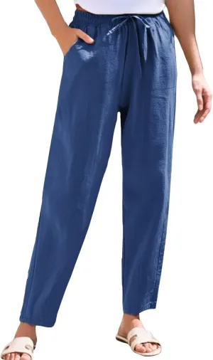 Linen Pants for Women, WomenS Peasant Pants Linen Straight Leg Casual Trendy