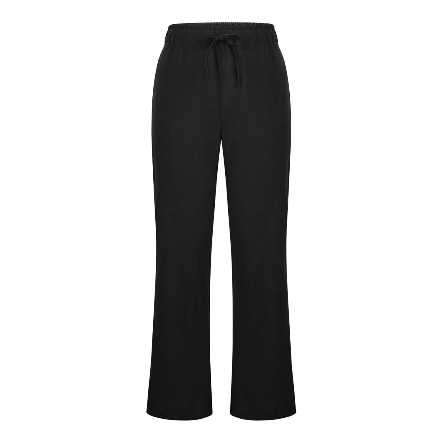 Linen Pants Women Cotton Linen Summer Palazzo Pants Flowy Wide Leg Beach Trousers Vacation Travel Pants with Pockets