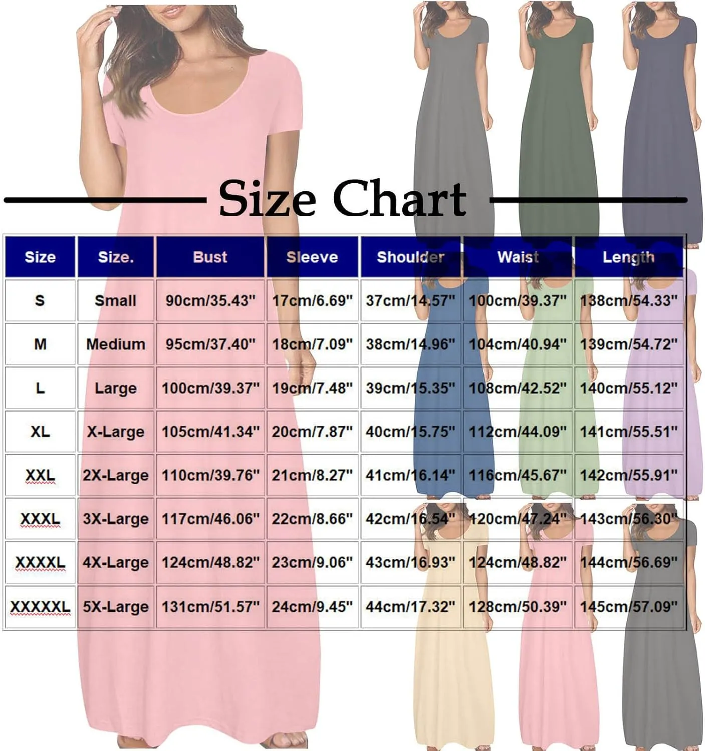 Long Summer Dresses for Women 2025 Casual Short Sleeve Crewneck Maxi Dress Solid Color Beach Vacation T Shirt Dresses