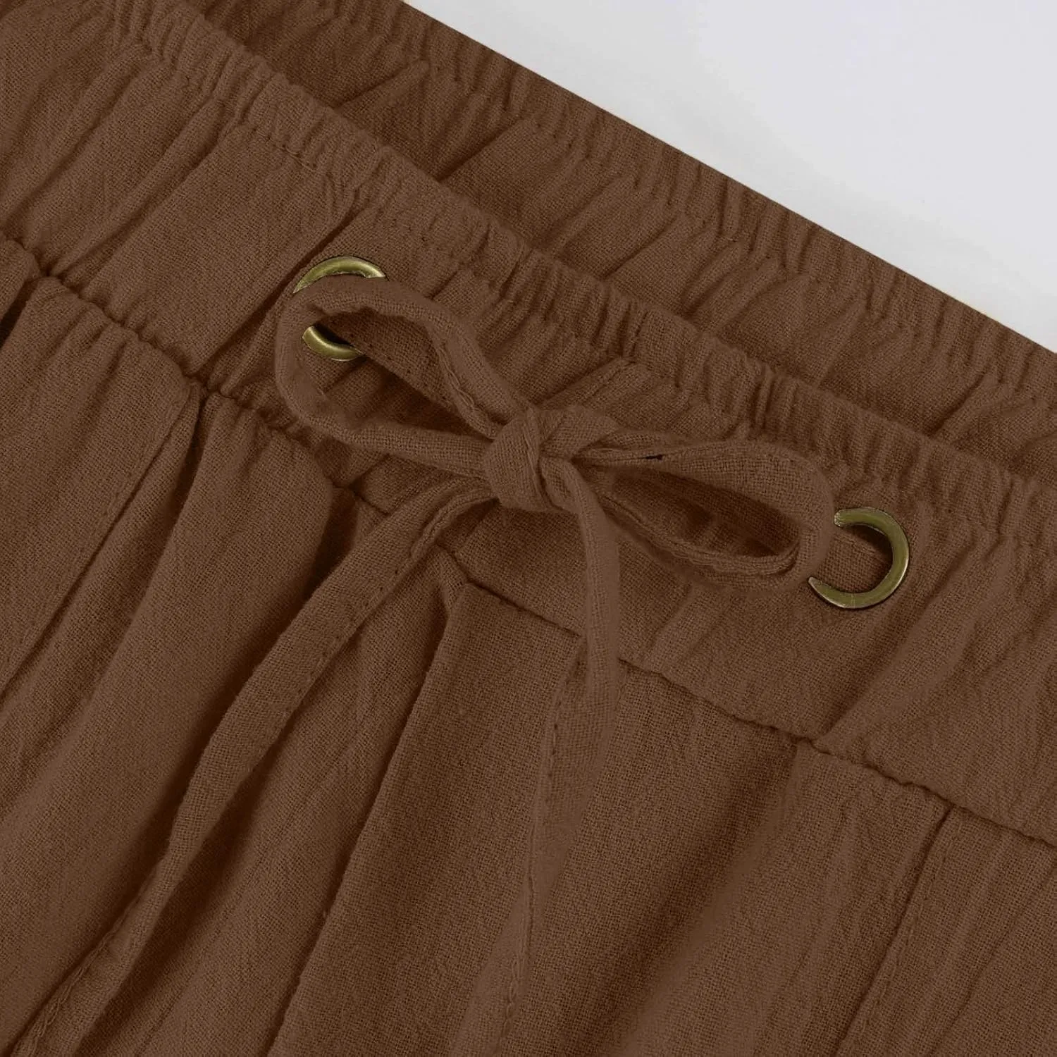 Low Rise Petite Linen Pants for Women Drawstring Elastic Waist Y2K Casual Flared Trouser Summer Loungewear Yoga Pants