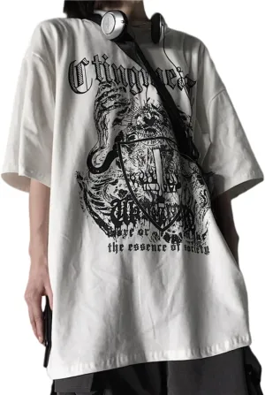 Men Women Y2K Goth Shirt Emo Alt Cross Graphic Tee Grunge Dark Academia T-Shirt Oversized Baggy Tops Clothes