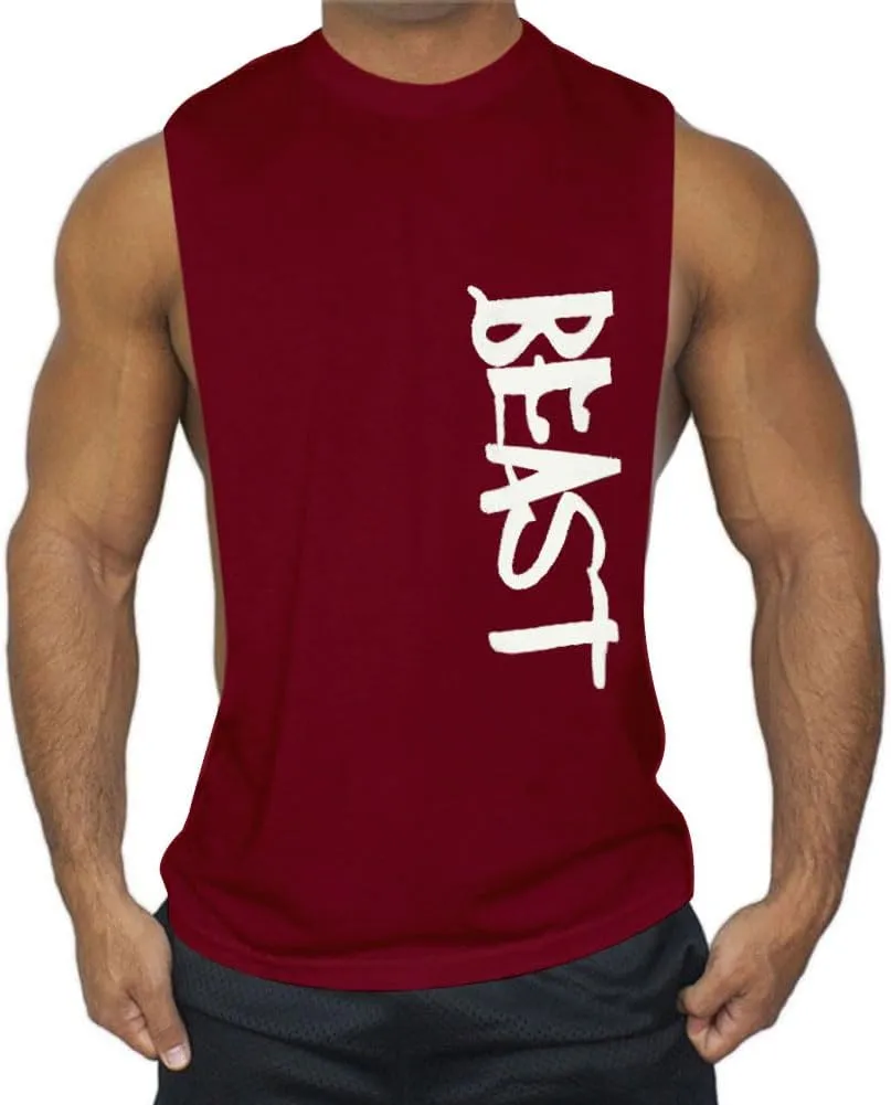 Men's 2 Pack Workout Tank Top Beast Gym Fitness Muscle Tee Cut Open Sides Sleeveless T-Shirt