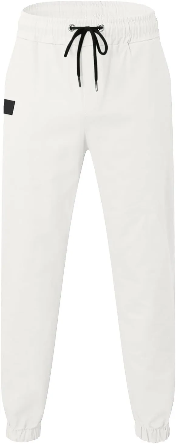 Mens Cargo Joggers Pants Casual Twill Chino Cotton Elastic Drawstring Outdoor Hiking Sweatpants Pants