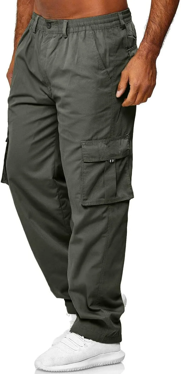 Mens Cargo Pants Casual Hiking Pants Joggers Athletic Pants Cotton Loose Straight Sweatpants for Men