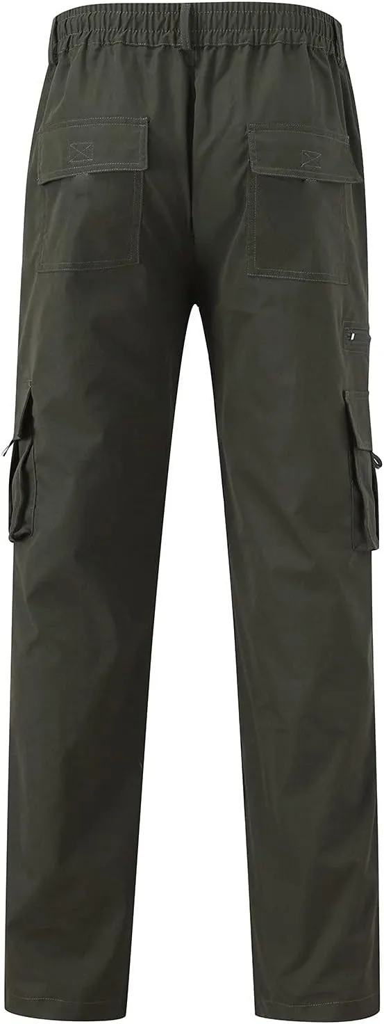 Mens Cargo Pants Casual Hiking Pants Joggers Athletic Pants Cotton Loose Straight Sweatpants for Men