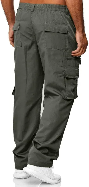 Mens Cargo Pants Casual Hiking Pants Joggers Athletic Pants Cotton Loose Straight Sweatpants for Men