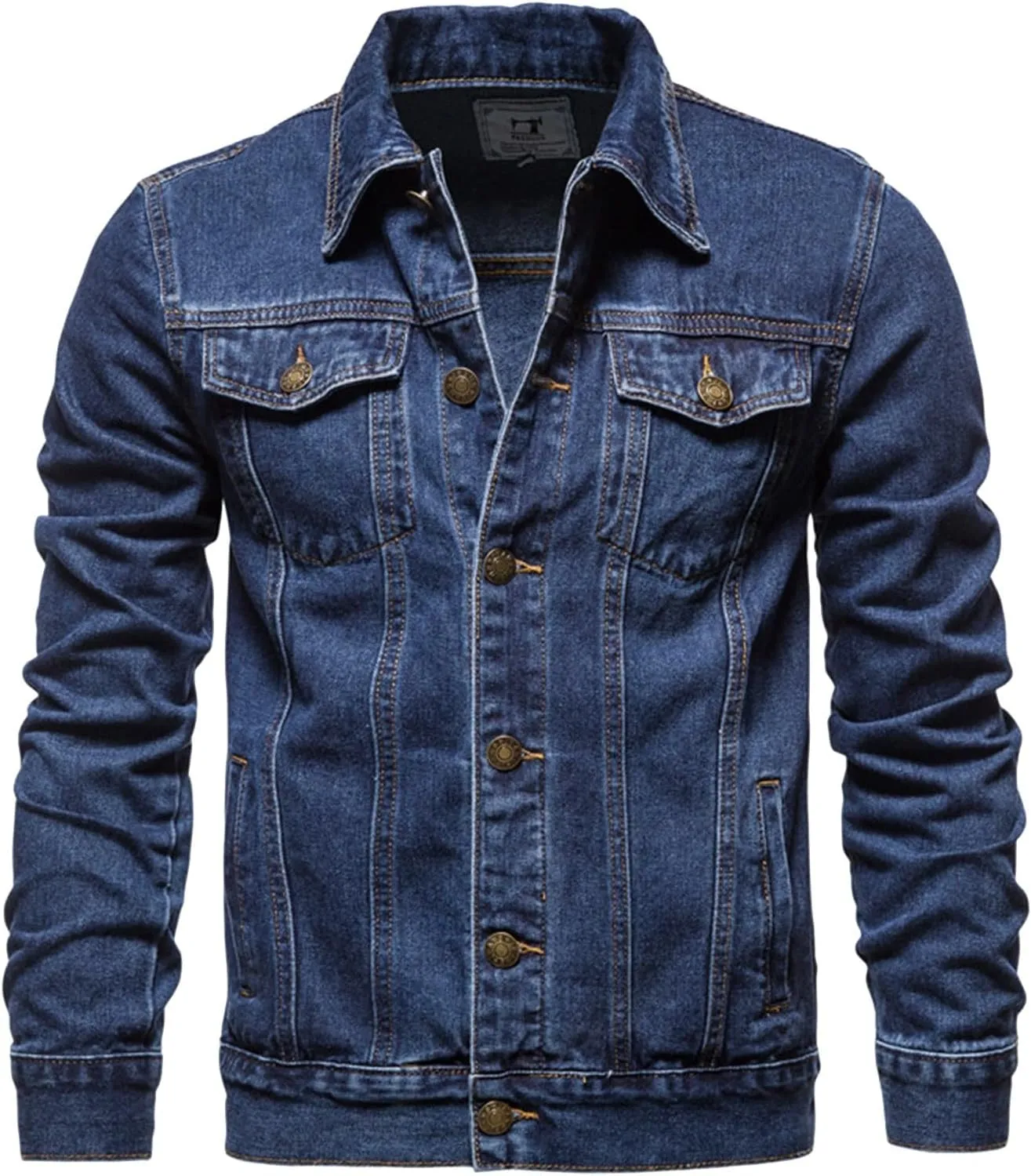 Men'S Denim Jackets, Men'S Casual Workwear Long Sleeve Lapel Collar Denim Jacket Loose Multi Pocket Coat