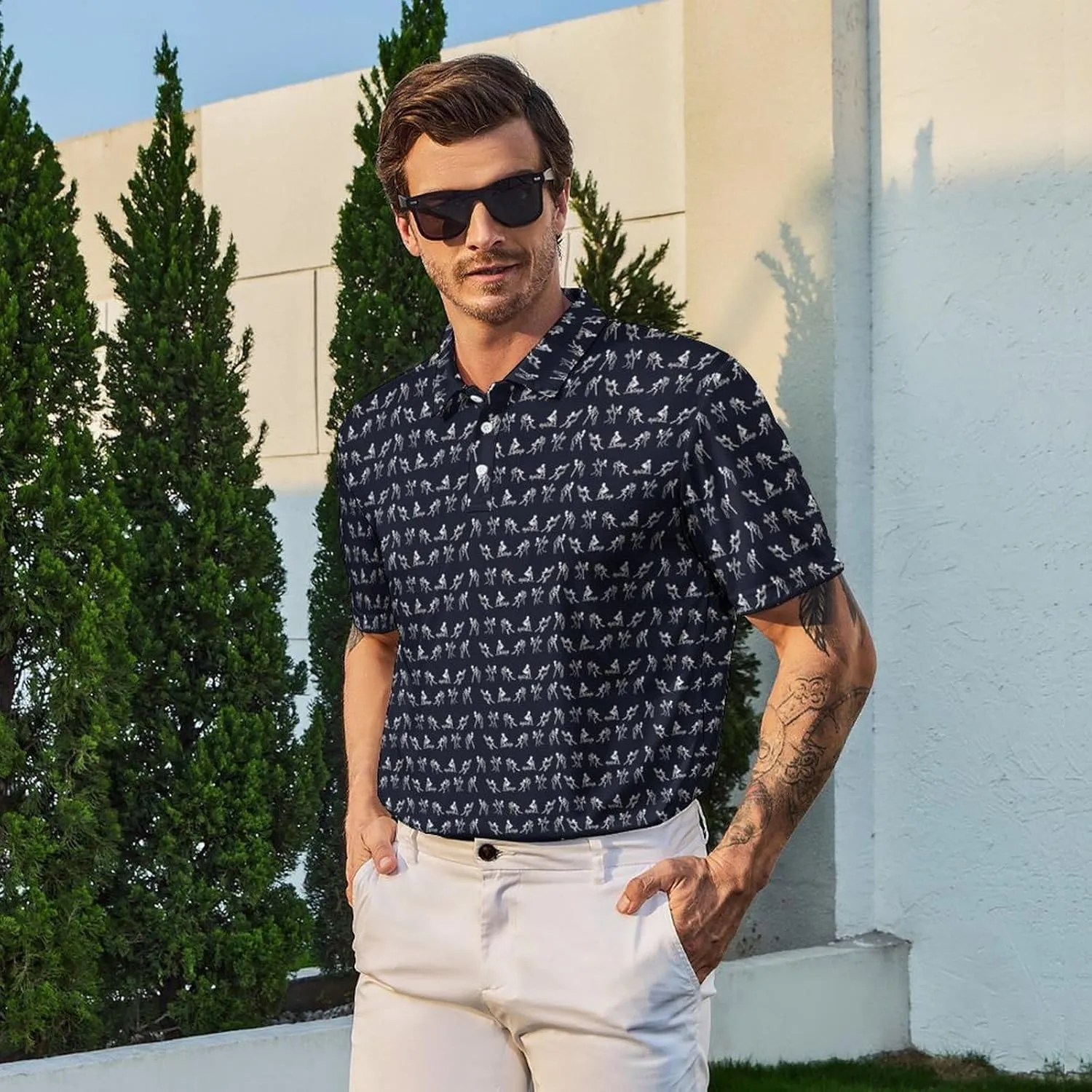 Men's Funny Polo Shirts Short Sleeve Golf Shirt for Men Quick-Dry Golf Polo Shirt Moisture Wicking Activewear Polos