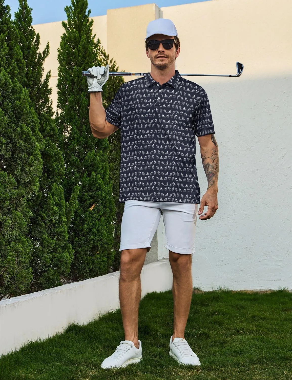 Men's Funny Polo Shirts Short Sleeve Golf Shirt for Men Quick-Dry Golf Polo Shirt Moisture Wicking Activewear Polos