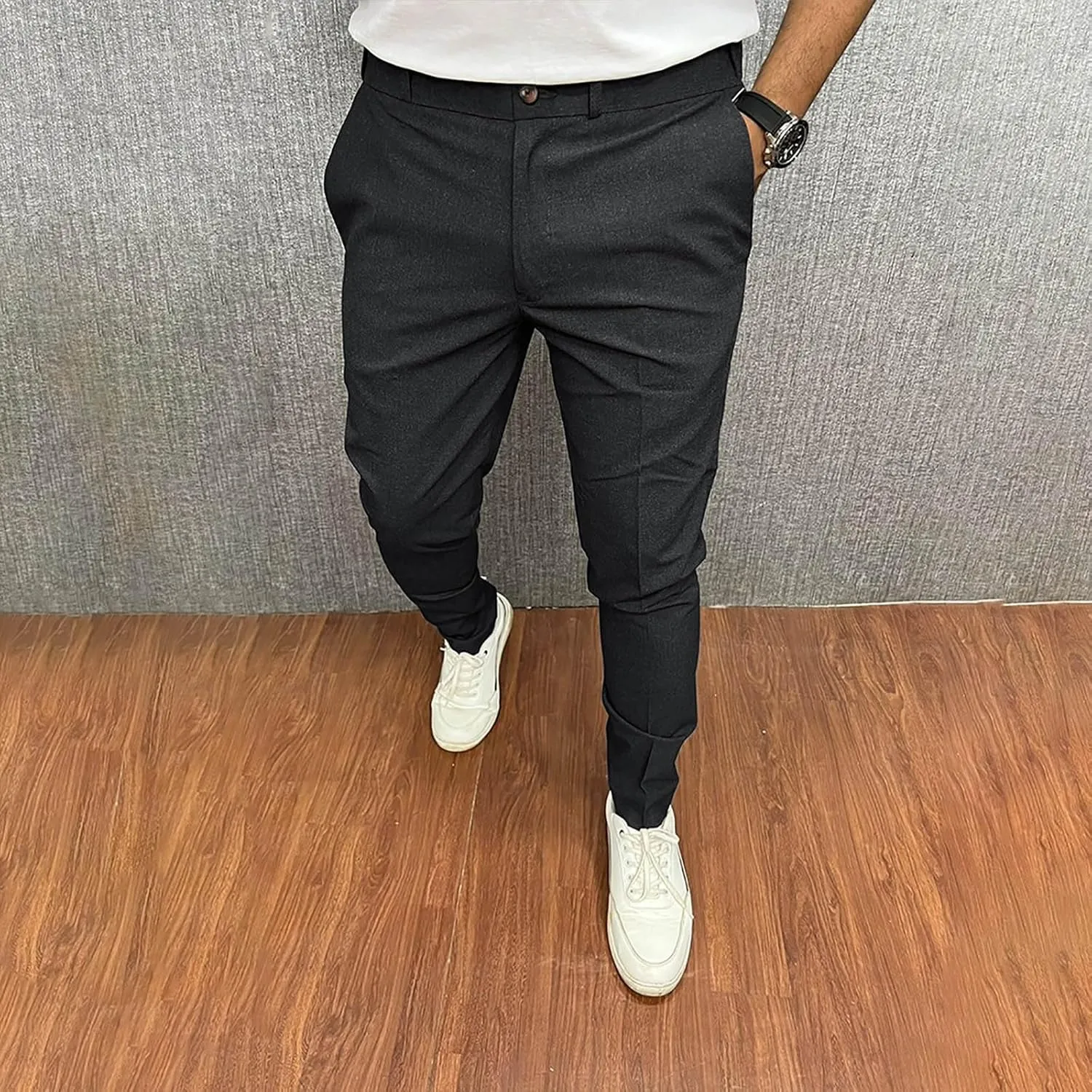 Men's Golf Pants Slim Fit Stretch Work Dress Pants Quick Dry Lightweight Business Casual Trousers with Pockets