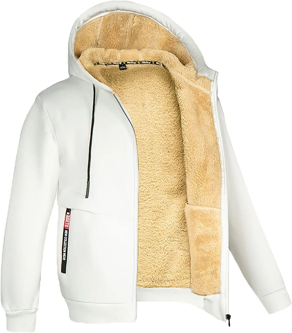 Men'S Heavyweight Fleece Hoodie Jacket Sherpa Lined Sweatshirt Full Zip Up Winter Warm Coats With Zipper Pockets