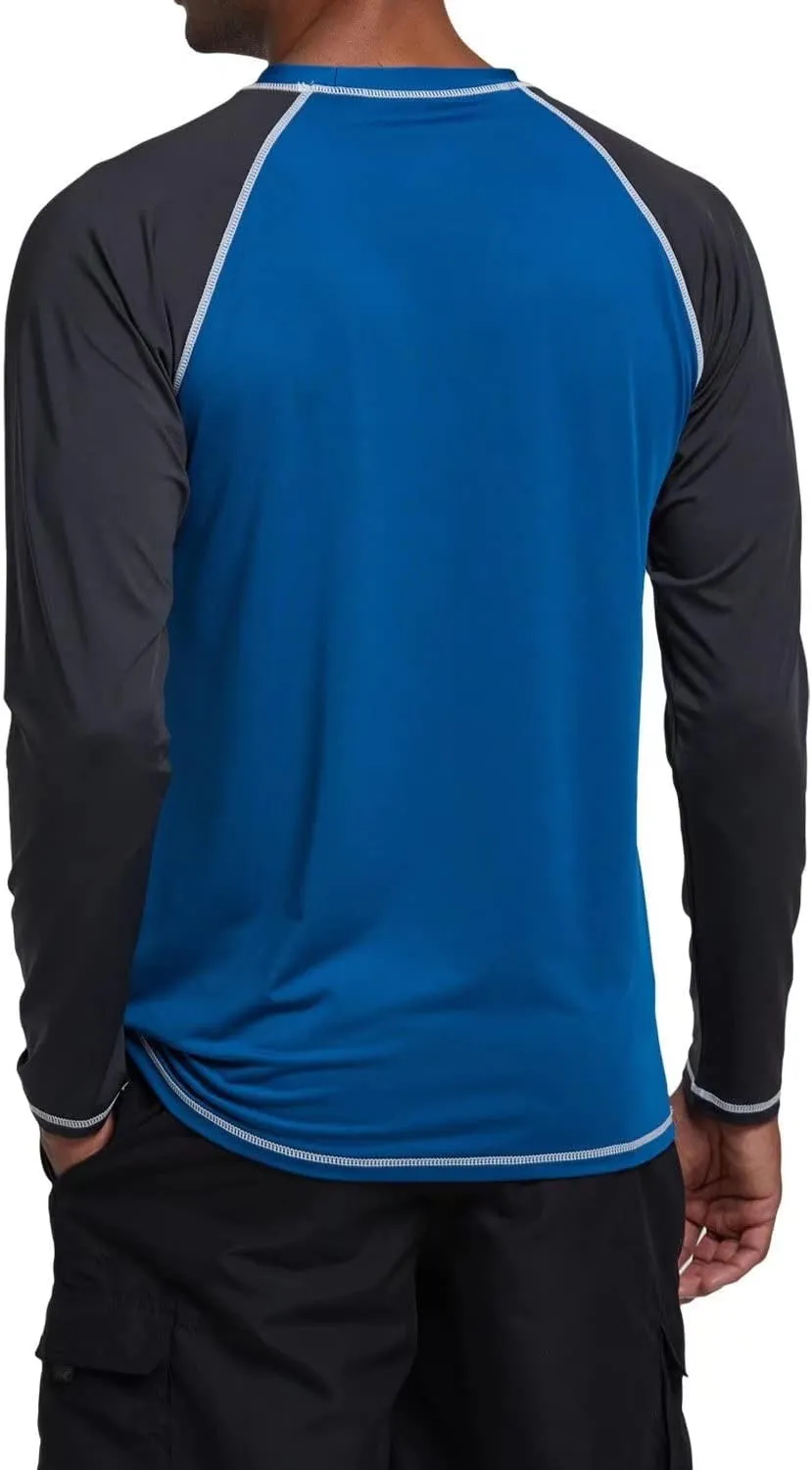 Men's Long Sleeve Swim Shirts Rashguard UPF 50  UV Sun Protection Shirt Athletic Workout Running Hiking T-Shirt Swimwear