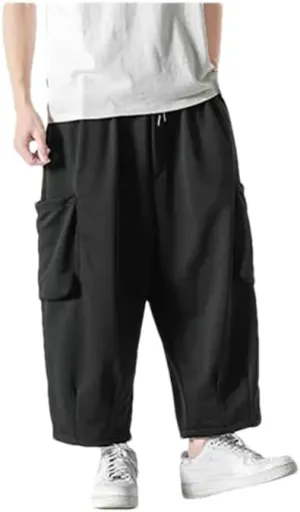 Men's Loose Harem Pants Solid Color Harajuku Trousers Big Pocket Street Pants