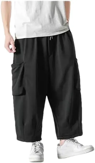 Men's Loose Harem Pants Solid Color Harajuku Trousers Big Pocket Street Pants