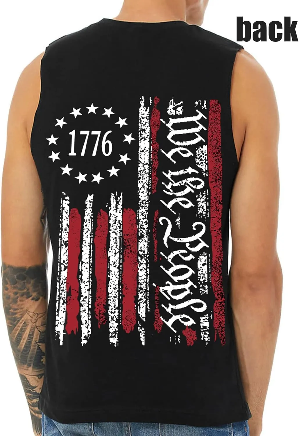 Mens Muscle Tank We The People American Flag Shirt 4th of July Independence Day Sleeveless Tee Tops